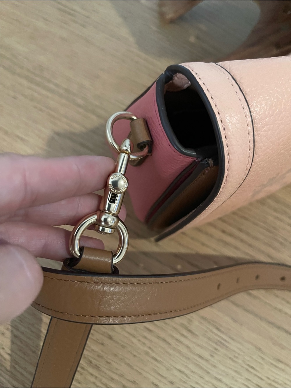 Coach Pebbled Leather Crossbody in Peach with Pink Trim - Picture 15 of 15